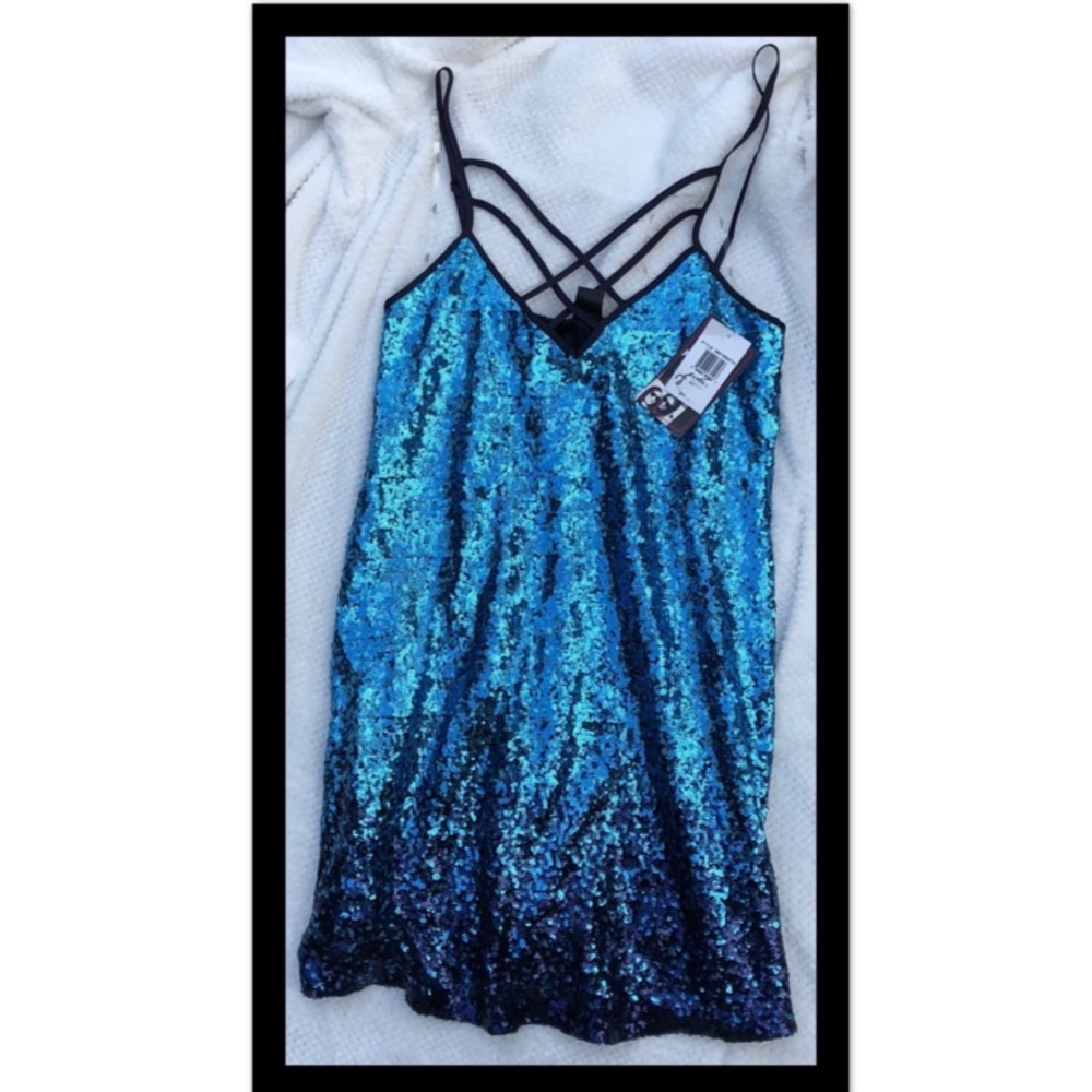 Blue sequin party dress